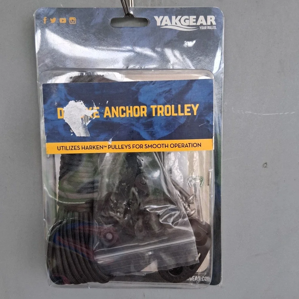 NIP YakGear Deluxe Anchor Trolley Kit utilizes Harken Pulleys smooth operation